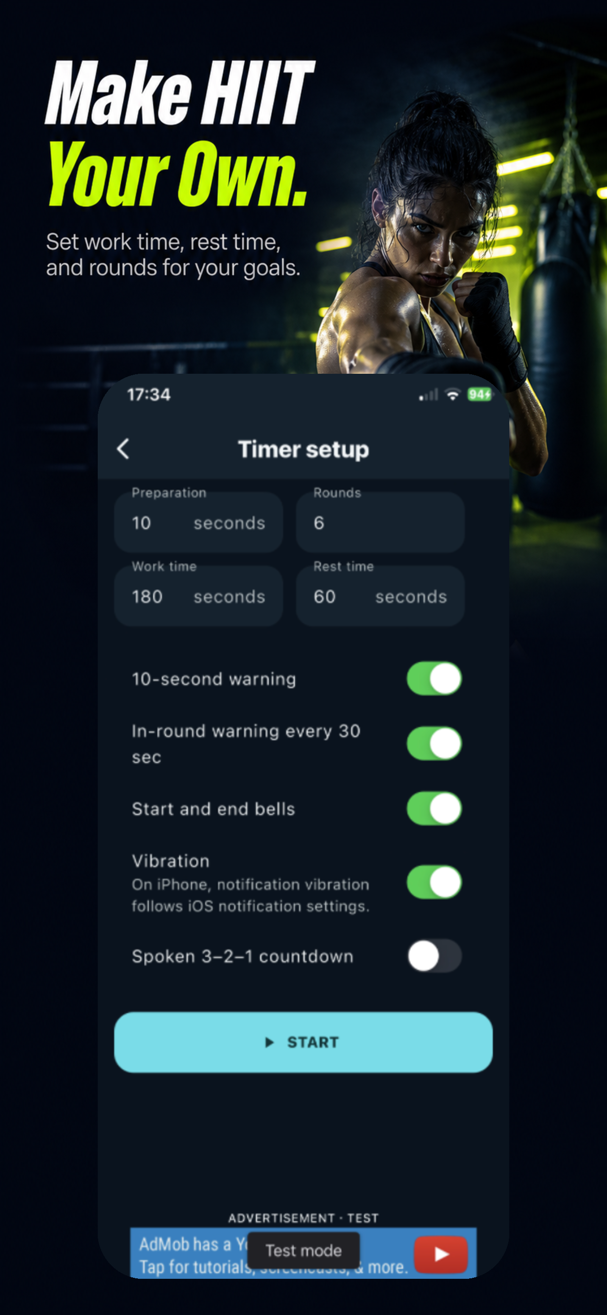 Bellstride timer settings