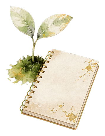 New sprout and blank notebook