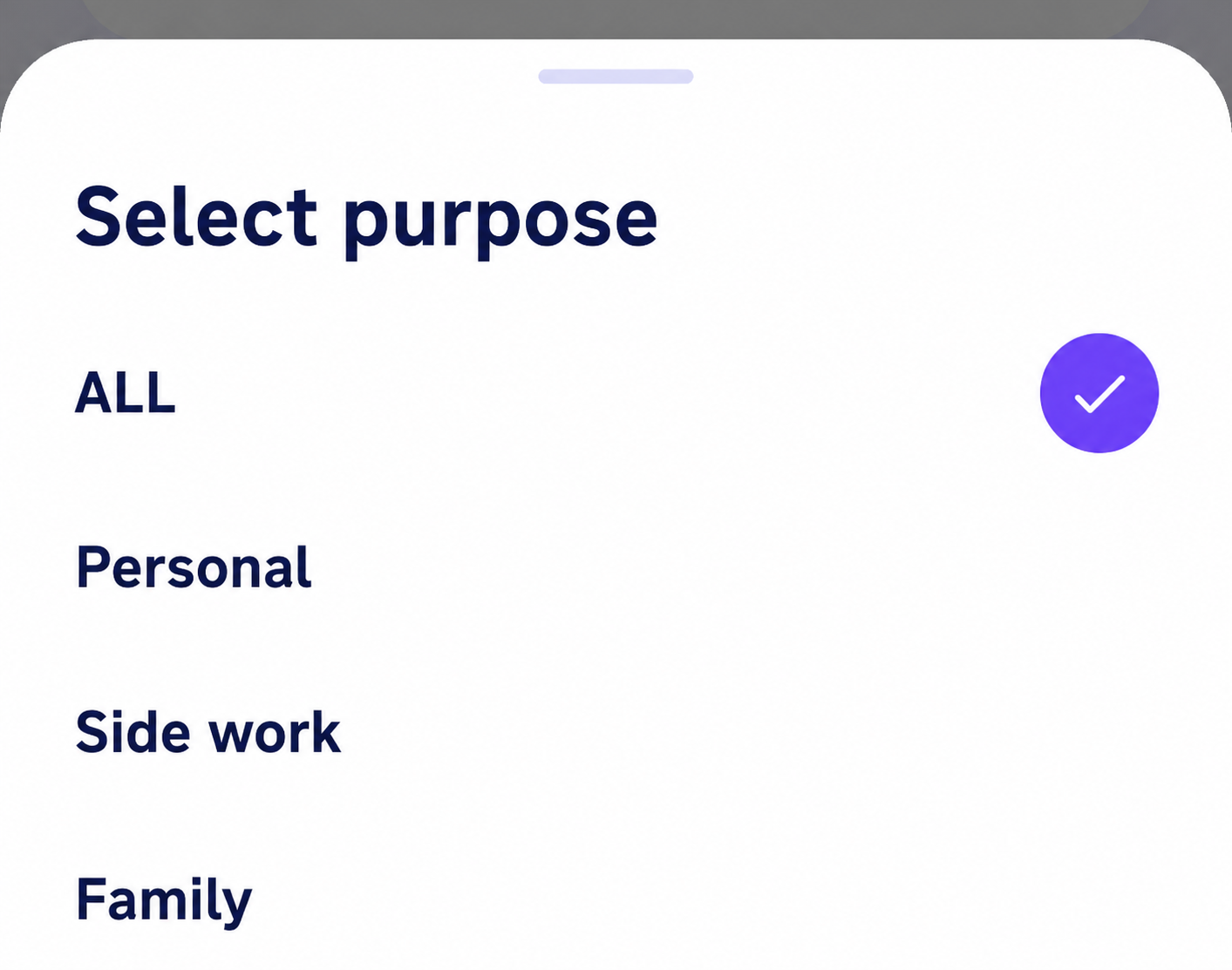 Purposes screen