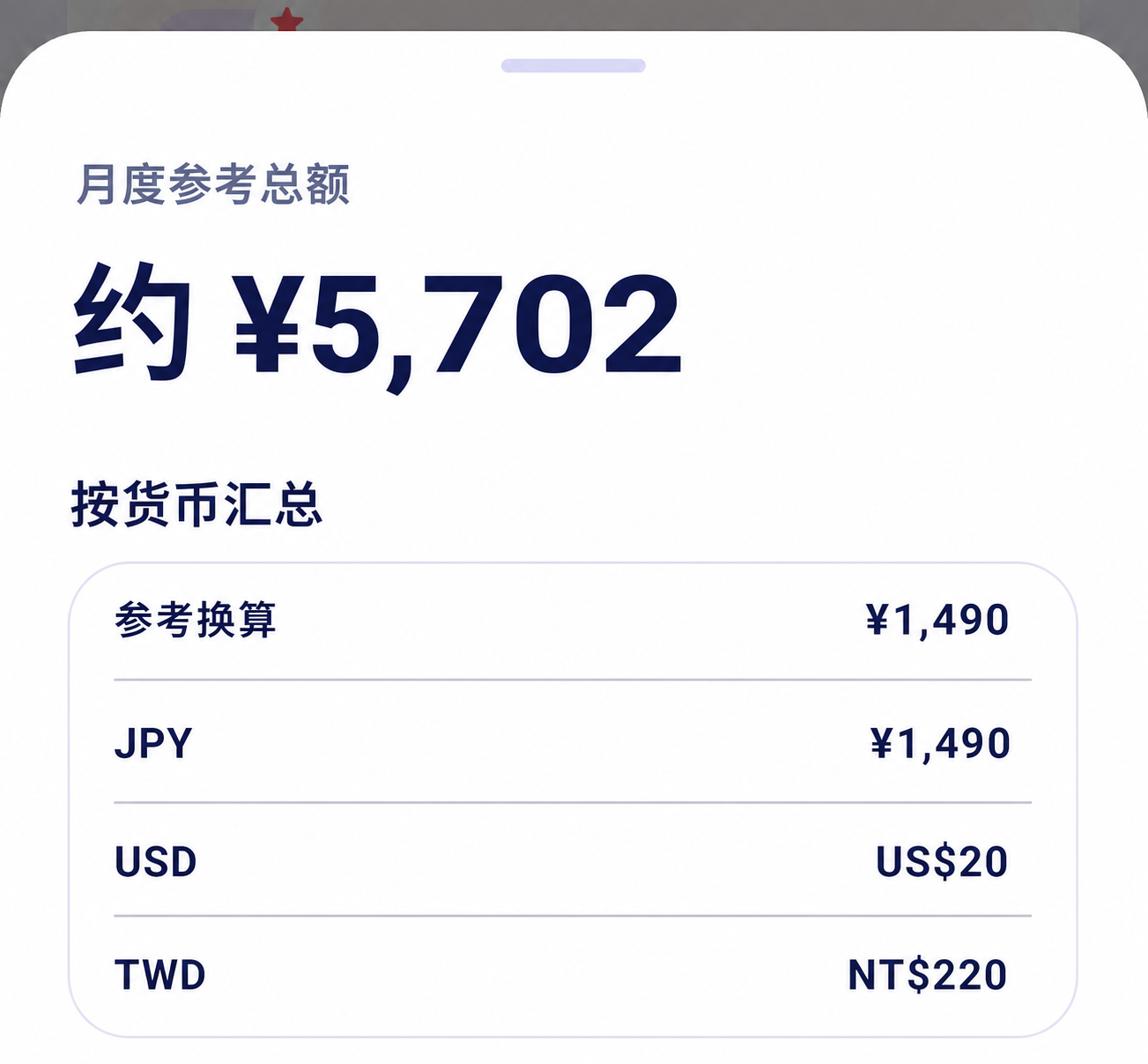 按货币汇总界面
