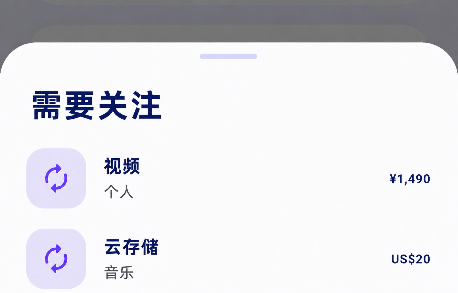 需要关注界面